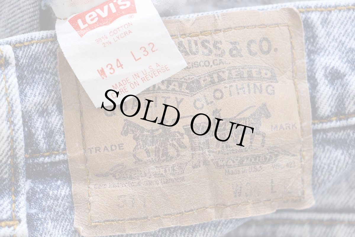 画像6: 80s USA製 Levi'sリーバイス 511 ケミカルウォッシュ ストレッチ デニムパンツ W34★アシッド (6)