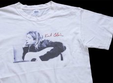 画像1: 00s Kurt Cobain カートコバーン ギター フェンダー 両面フォトプリント コットンTシャツ 白 M★ニルヴァーナ (1)