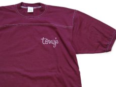 画像1: 80s USA製 tony's THE COOKBOOK アスレチックTシャツ ワインレッド M★B (1)