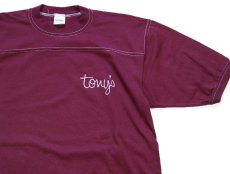 画像1: 80s USA製 tony's THE COOKBOOK アスレチックTシャツ ワインレッド M★A (1)