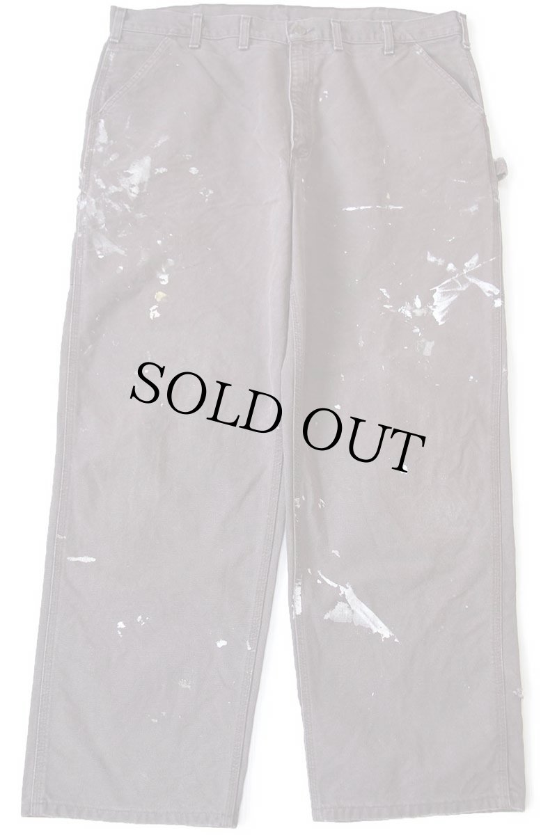 画像2: メキシコ製 carharttカーハート ペンキ飛び ダック地 ペインターパンツ 焦げ茶 W42 L32 (2)