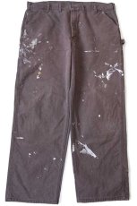 画像2: メキシコ製 carharttカーハート ペンキ飛び ダック地 ペインターパンツ 焦げ茶 W42 L32 (2)