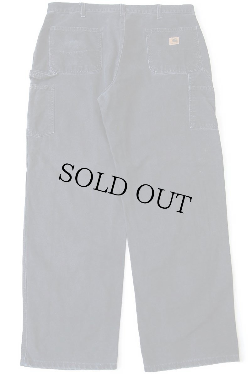 画像3: 00s メキシコ製 carharttカーハート ブリーチ飛び ダック地 ペインターパンツ 黒 W40 L32 (3)