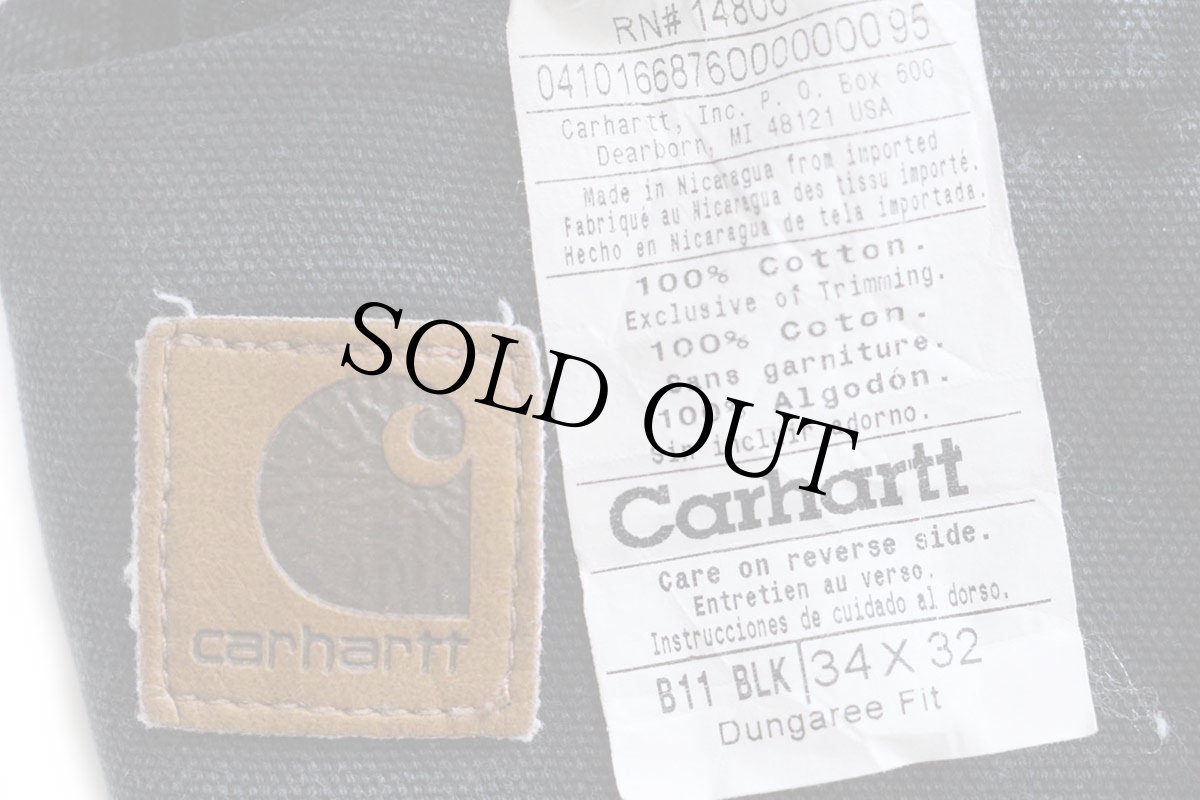 画像6: carharttカーハート ペンキ飛び ダック地 ペインターパンツ 黒 フェード W34 L32 (6)