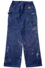 画像3: メキシコ製 carharttカーハート ペンキ飛び ダック地 ペインターパンツ ミッドナイト W30 L32★C (3)