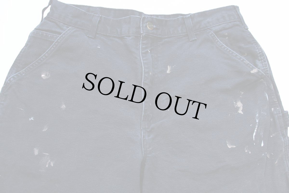 画像4: carharttカーハート ペンキ飛び ダック地 ペインターパンツ 黒 フェード W34 L32 (4)