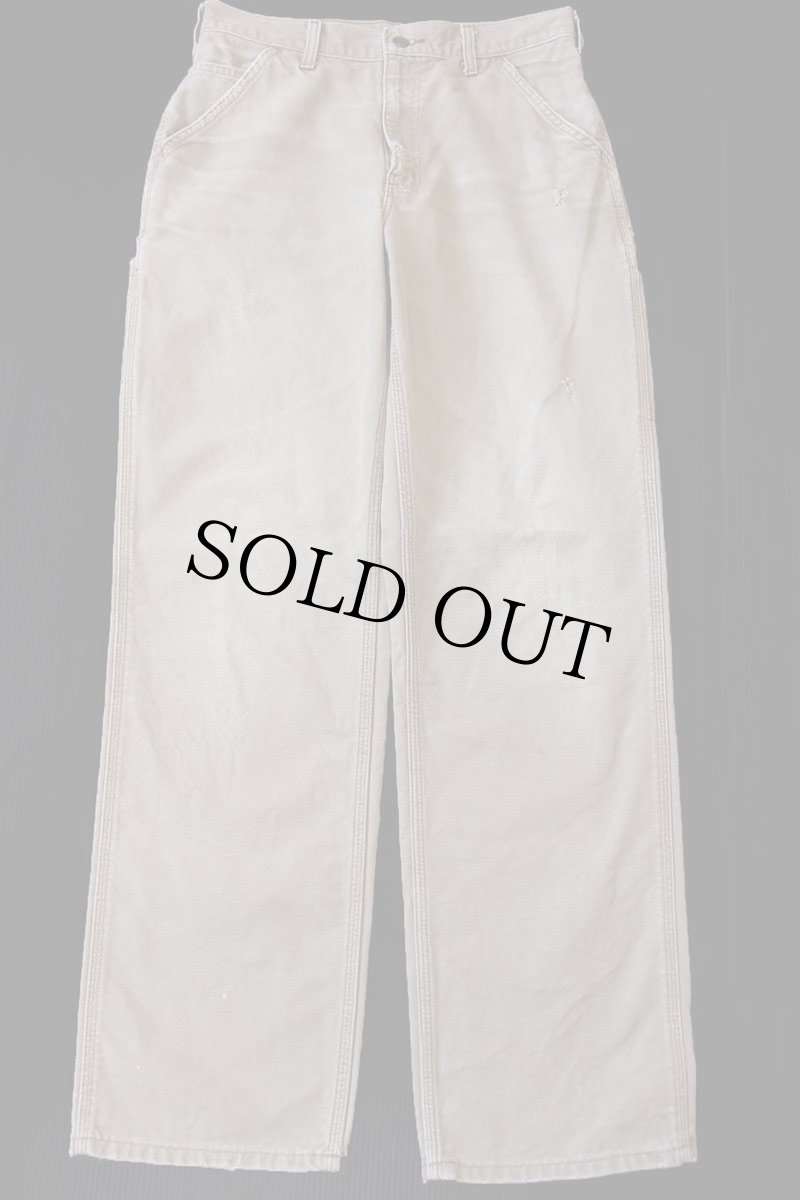 画像2: carharttカーハート ダメージ ダック地 ペインターパンツ グレーベージュ W30 L34 (2)