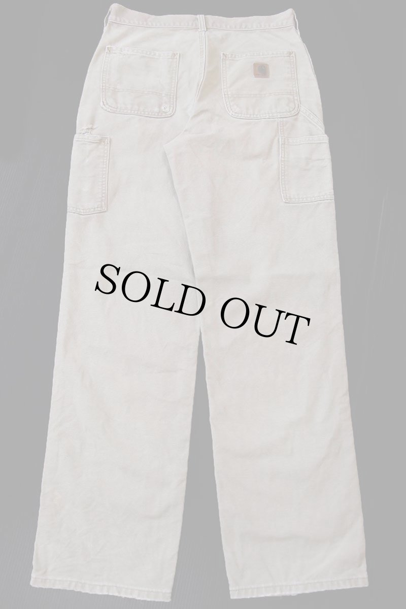 画像3: carharttカーハート ダメージ ダック地 ペインターパンツ グレーベージュ W30 L34 (3)