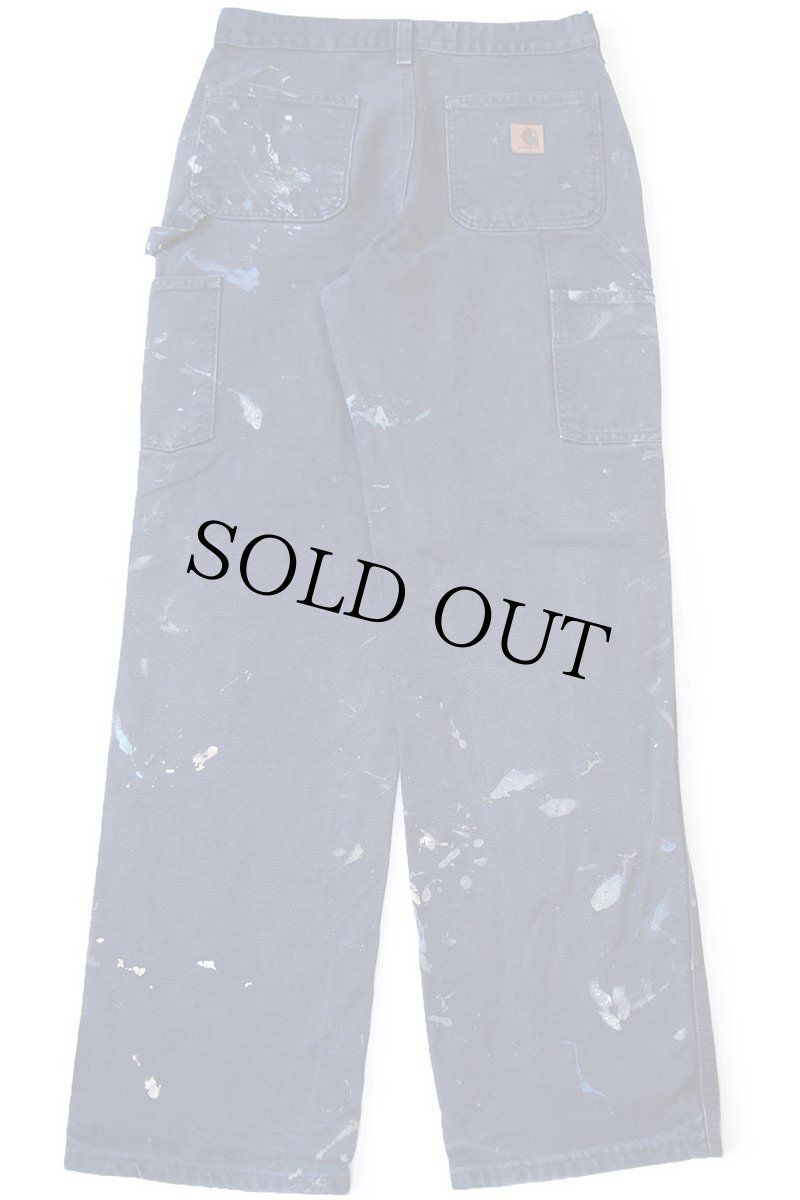 画像3: メキシコ製 carharttカーハート ペンキ飛び ダック地 ペインターパンツ ミッドナイト W30 L32★A (3)