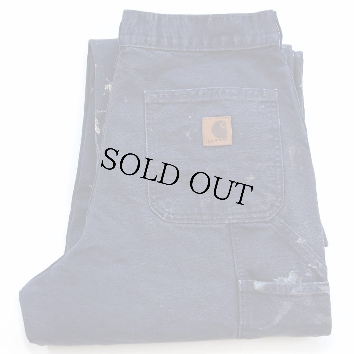 画像1: メキシコ製 carharttカーハート ペンキ飛び ダック地 ペインターパンツ ミッドナイト W30 L32★A (1)