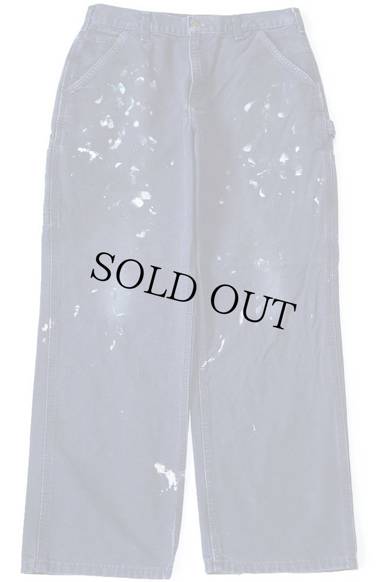 画像2: メキシコ製 carharttカーハート ペンキ飛び ダック地 ペインターパンツ ミッドナイト W34 L30★D (2)