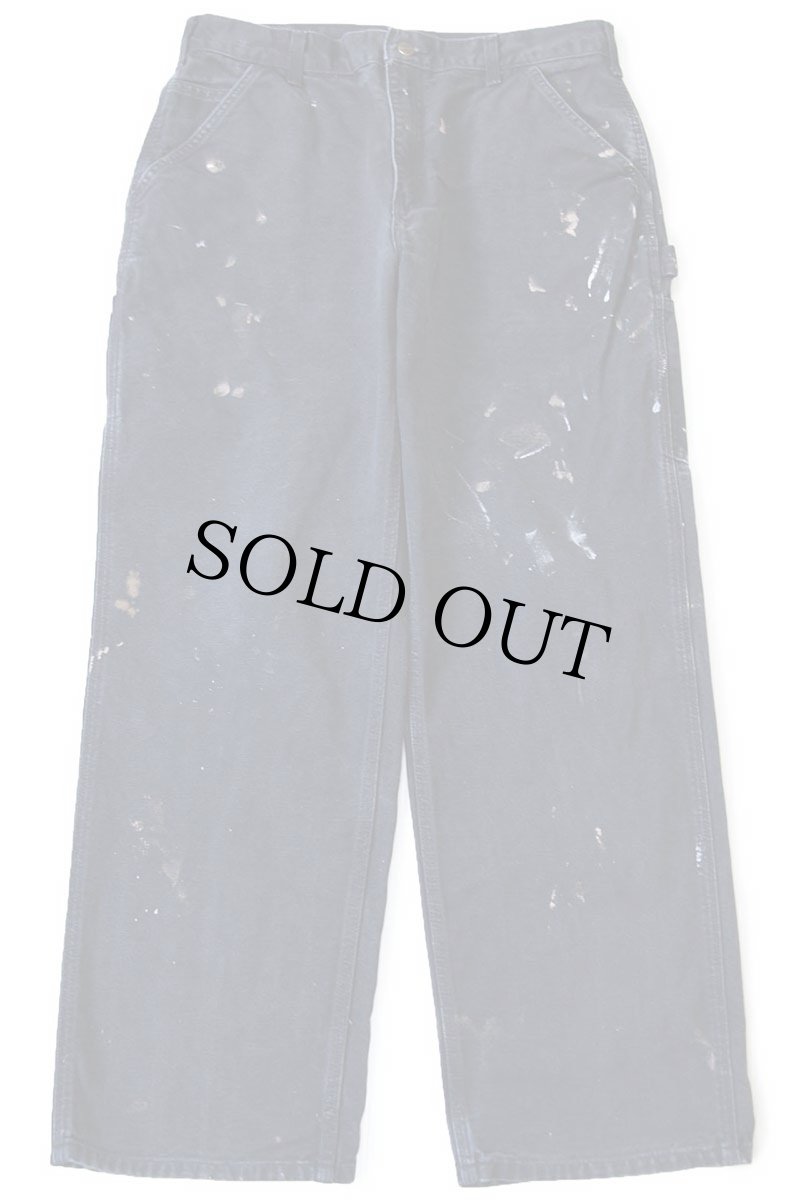 画像2: carharttカーハート ペンキ飛び ダック地 ペインターパンツ 黒 フェード W34 L32 (2)