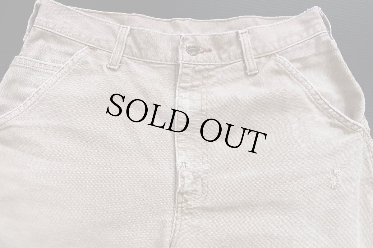 画像4: carharttカーハート ダメージ ダック地 ペインターパンツ グレーベージュ W30 L34 (4)