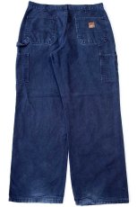 画像3: メキシコ製 carharttカーハート ペンキ飛び ダック地 ペインターパンツ ミッドナイト W34 L30★D (3)