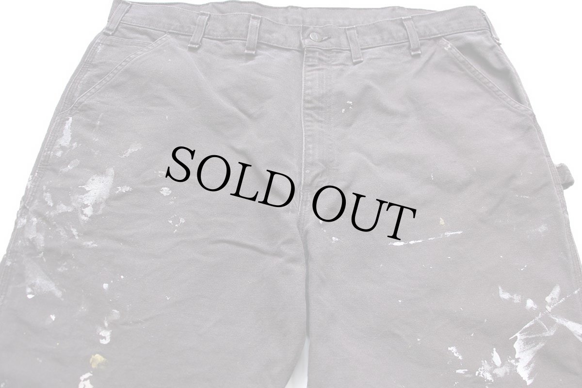 画像4: メキシコ製 carharttカーハート ペンキ飛び ダック地 ペインターパンツ 焦げ茶 W42 L32 (4)