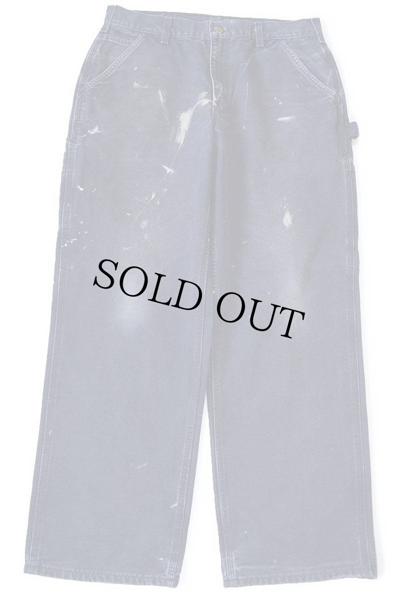 画像2: メキシコ製 carharttカーハート ペンキ飛び ダック地 ペインターパンツ ミッドナイト フェード W34 L30★E (2)