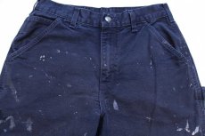 画像4: メキシコ製 carharttカーハート ペンキ飛び ダック地 ペインターパンツ ミッドナイト W30 L32★A (4)