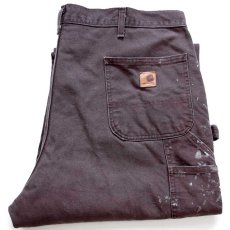 画像1: メキシコ製 carharttカーハート ペンキ飛び ダック地 ペインターパンツ 焦げ茶 W42 L32 (1)