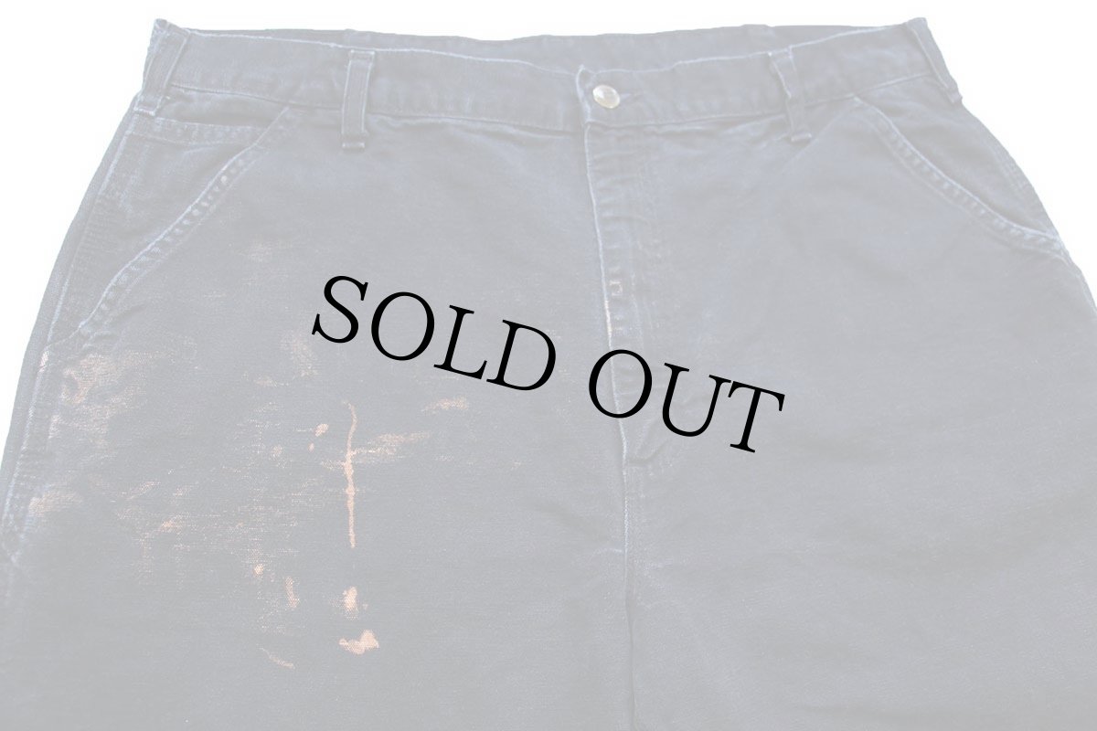 画像4: 00s メキシコ製 carharttカーハート ブリーチ飛び ダック地 ペインターパンツ 黒 W40 L32 (4)