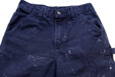 画像4: メキシコ製 carharttカーハート ペンキ飛び ダック地 ペインターパンツ ミッドナイト W30 L32★B (4)