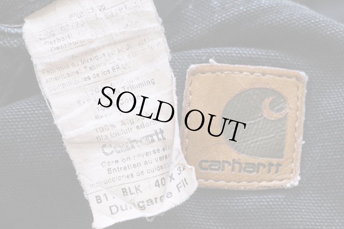 画像6: 00s メキシコ製 carharttカーハート ブリーチ飛び ダック地 ペインターパンツ 黒 W40 L32 (6)