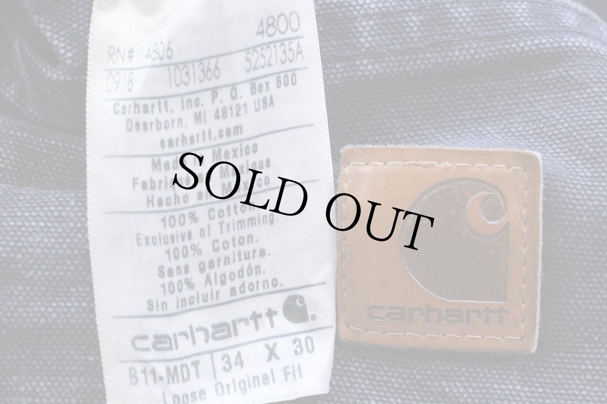 画像6: メキシコ製 carharttカーハート ペンキ飛び ダック地 ペインターパンツ ミッドナイト フェード W34 L30★E (6)