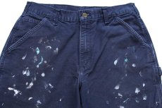 画像4: メキシコ製 carharttカーハート ペンキ飛び ダック地 ペインターパンツ ミッドナイト W34 L30★D (4)