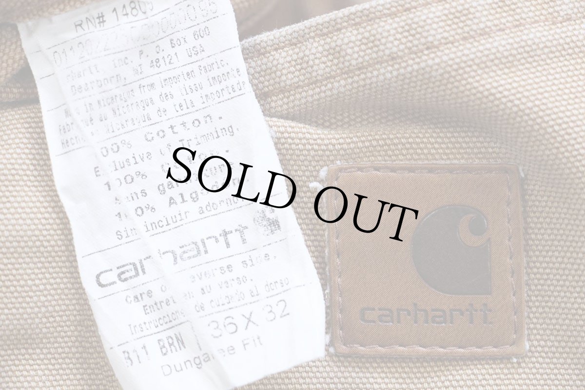 画像6: carharttカーハート ダック地 ペインターパンツ 茶 フェード W36 L32 (6)