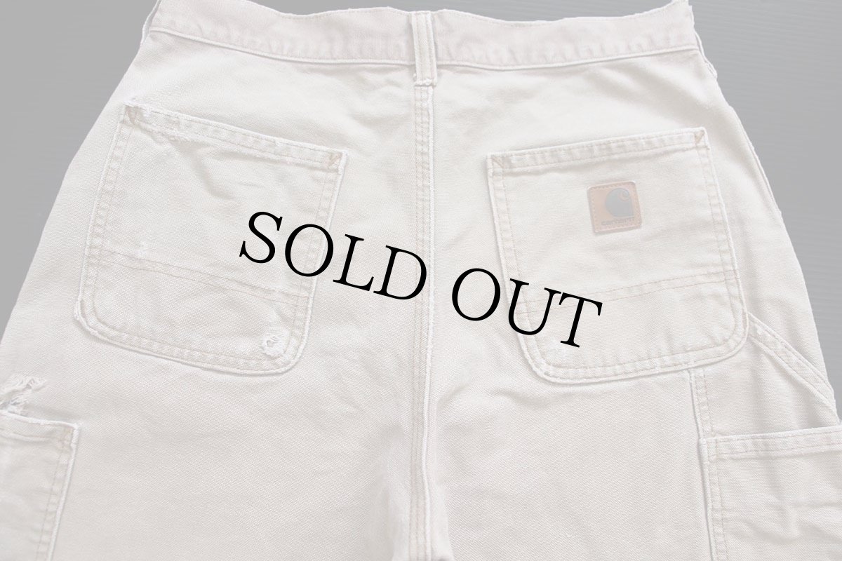 画像5: carharttカーハート ダメージ ダック地 ペインターパンツ グレーベージュ W30 L34 (5)