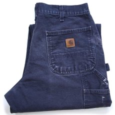 画像1: メキシコ製 carharttカーハート ペンキ飛び ダック地 ペインターパンツ ミッドナイト フェード W34 L30★E (1)
