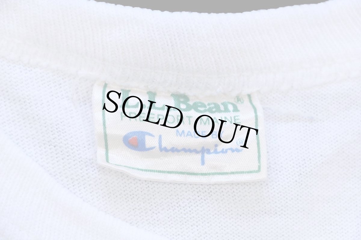 画像4: 80s USA製 L.L.Bean × Championチャンピオン 無地 目無し バインダーネック コットンTシャツ 白 L (4)