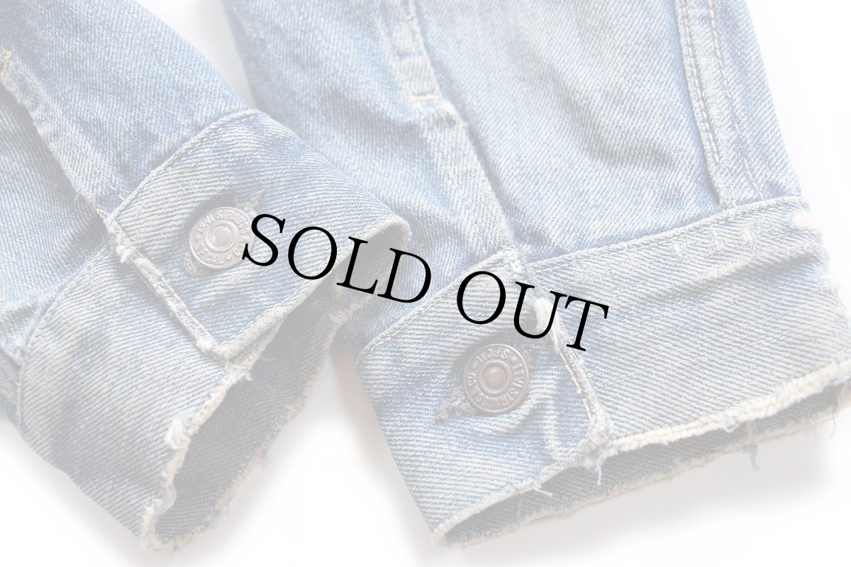画像10: 60s USA製 LEVI'Sリーバイス 557 ダメージ リペア デニムジャケット★3rd (10)