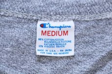 画像4: 80s USA製 Championチャンピオン 無地 目無し バインダーネック 88/12 Tシャツ 杢グレー M (4)