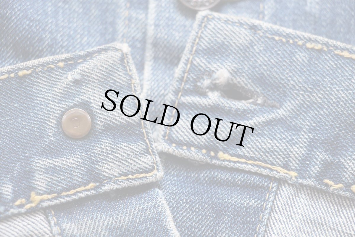 画像6: 60s USA製 LEVI'Sリーバイス 557 ダメージ リペア デニムジャケット★3rd (6)