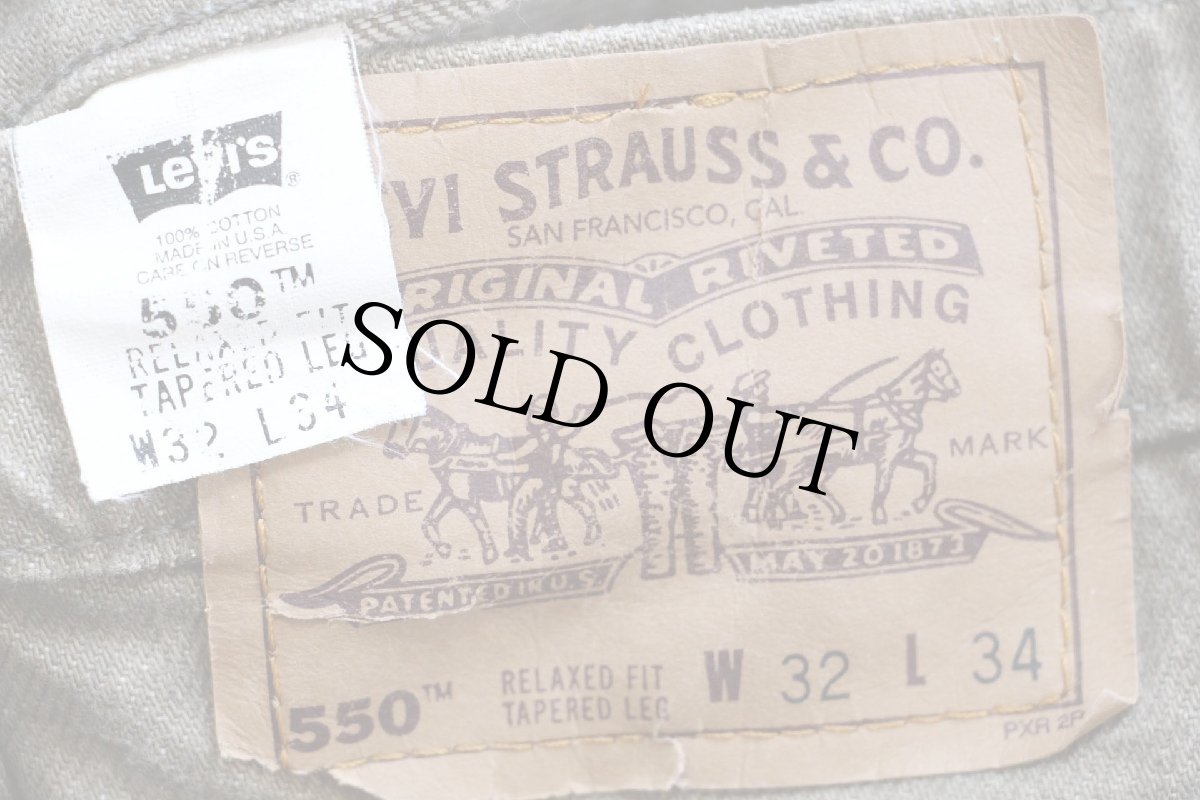 画像6: 90s USA製 Levi'sリーバイス 550 先染め カラーデニムパンツ オリーブ W32 L34★14 (6)