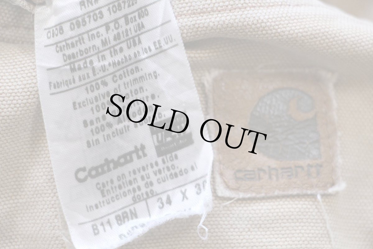 画像6: 00s USA製 carharttカーハート ペンキ飛び ダック地 ペインターパンツ ボロ 茶 フェード W34 L30 (6)