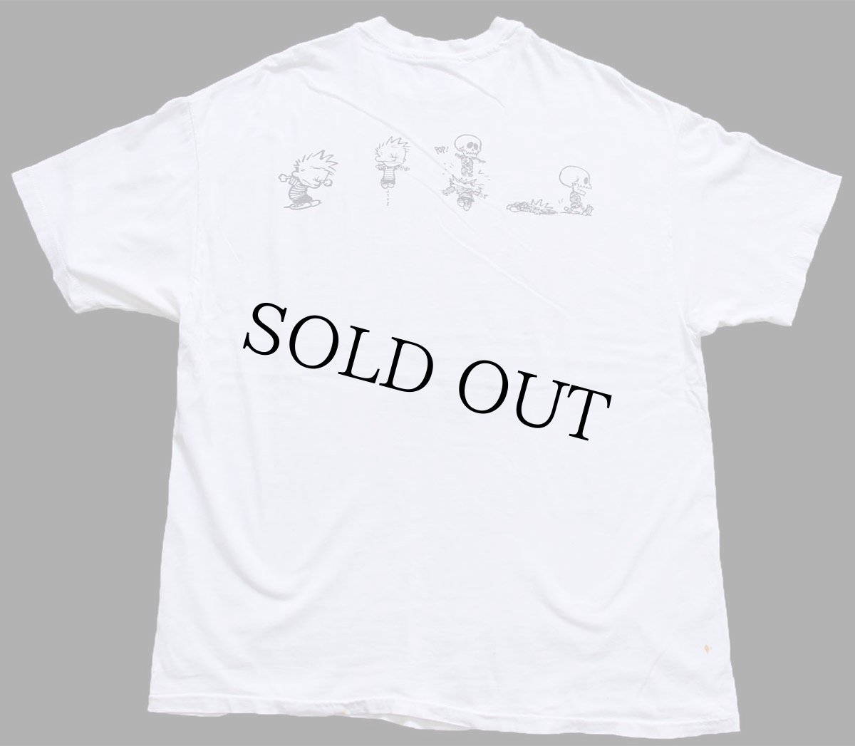 画像3: 90s USA製 Hanes Calvin and Hobbes カルビン ホッブス 両面プリント コットンTシャツ ボロ 白 XL (3)