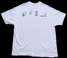 画像3: 90s USA製 Hanes Calvin and Hobbes カルビン ホッブス 両面プリント コットンTシャツ ボロ 白 XL (3)