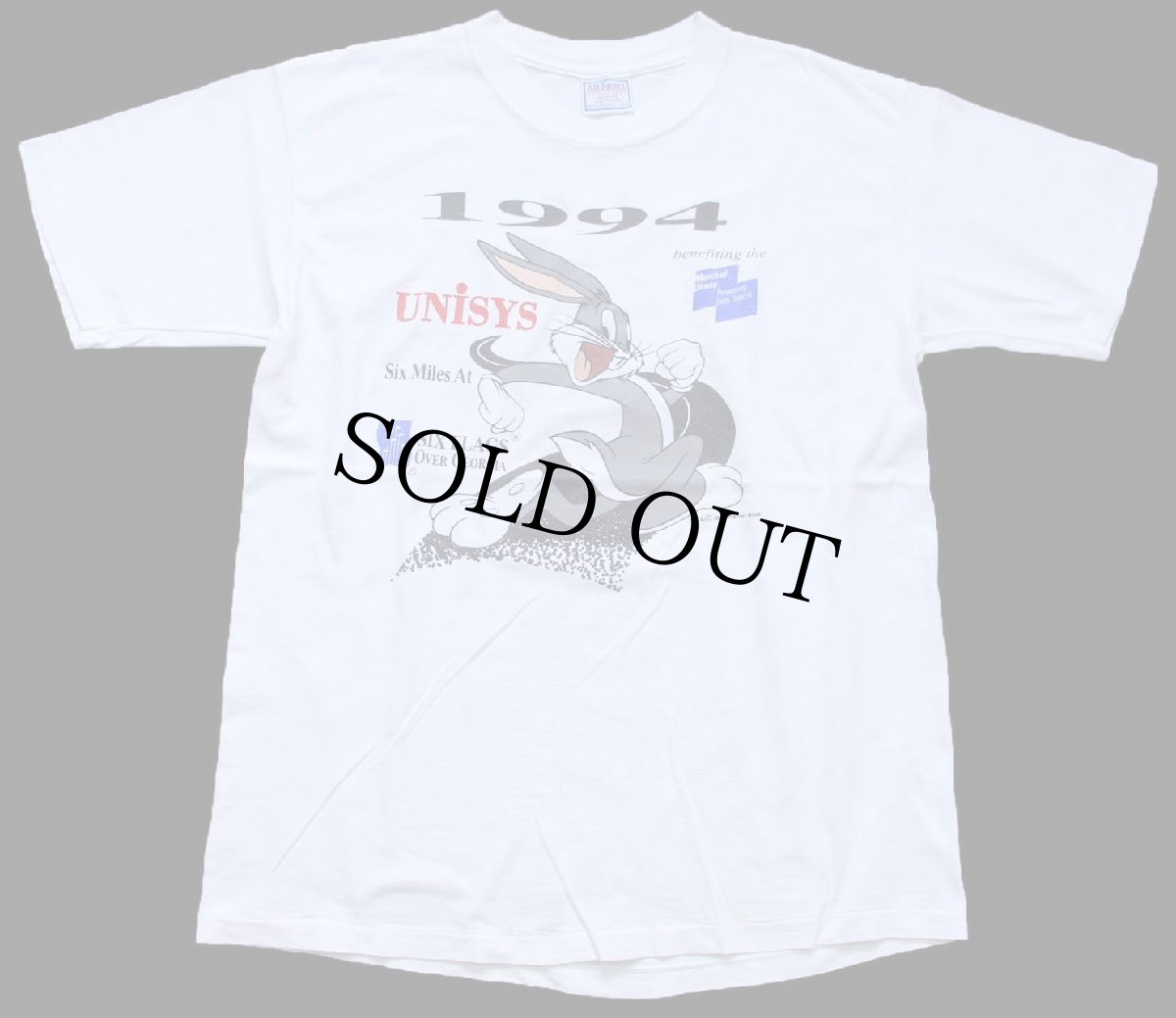 画像2: 90s USA製 Warner Bros LOONEY TUNES バッグスバニー UNISYS SIX FLAGS OVER GEORGIA コットンTシャツ 白 L (2)