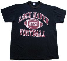 画像2: 00s USA製 RUSSELLラッセル LOCK HAVEN UNIVERSITY FOOTBALL アメフト Tシャツ 黒 L (2)