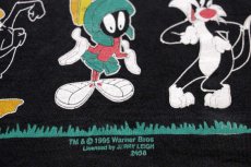 画像6: 90s Warner Bros LOONEY TUNES バッグスバニー ダフィーダック タズマニアンデビル キャラクター コットンTシャツ 黒 フェード (6)