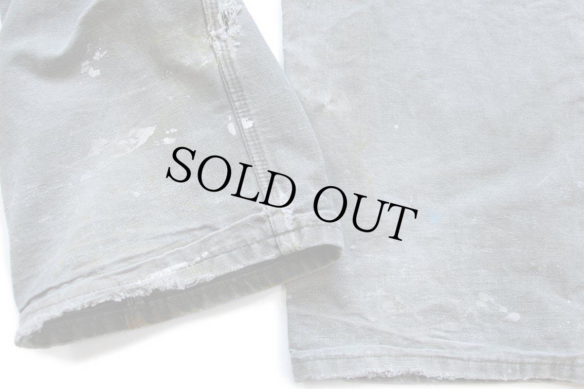 画像7: 00s USA製 carharttカーハート ペンキ飛び&ダメージ ダック地 ペインターパンツ ボロ モスグリーン フェード W36 L36 (7)