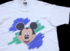 画像1: 90s Disneyディズニー ミッキー マウス コットンTシャツ 白 XL (1)