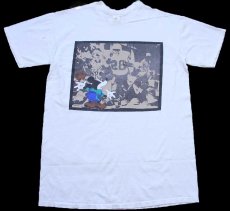 画像2: 90s USA製 DISNEYディズニー ミッキー マウス アメフト アート ダメージ コットンTシャツ 白★特大 (2)