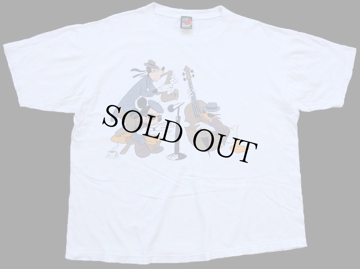 画像2: 00s DISNEYディズニー ミッキー マウス ドナルドダック グーフィー 両面プリント コットンTシャツ 白 (2)