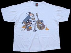 画像2: 00s DISNEYディズニー ミッキー マウス ドナルドダック グーフィー 両面プリント コットンTシャツ 白 (2)