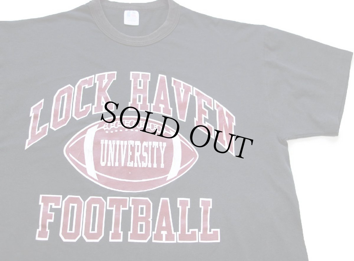 画像1: 00s USA製 RUSSELLラッセル LOCK HAVEN UNIVERSITY FOOTBALL アメフト Tシャツ 黒 L (1)
