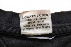 画像5: 90s Warner Bros LOONEY TUNES バッグスバニー ダフィーダック タズマニアンデビル キャラクター コットンTシャツ 黒 フェード (5)