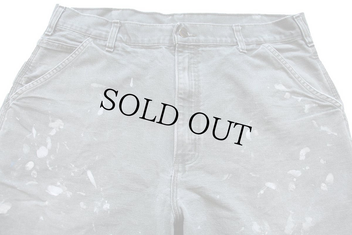 画像4: 00s USA製 carharttカーハート ペンキ飛び&ダメージ ダック地 ペインターパンツ ボロ モスグリーン フェード W36 L36 (4)