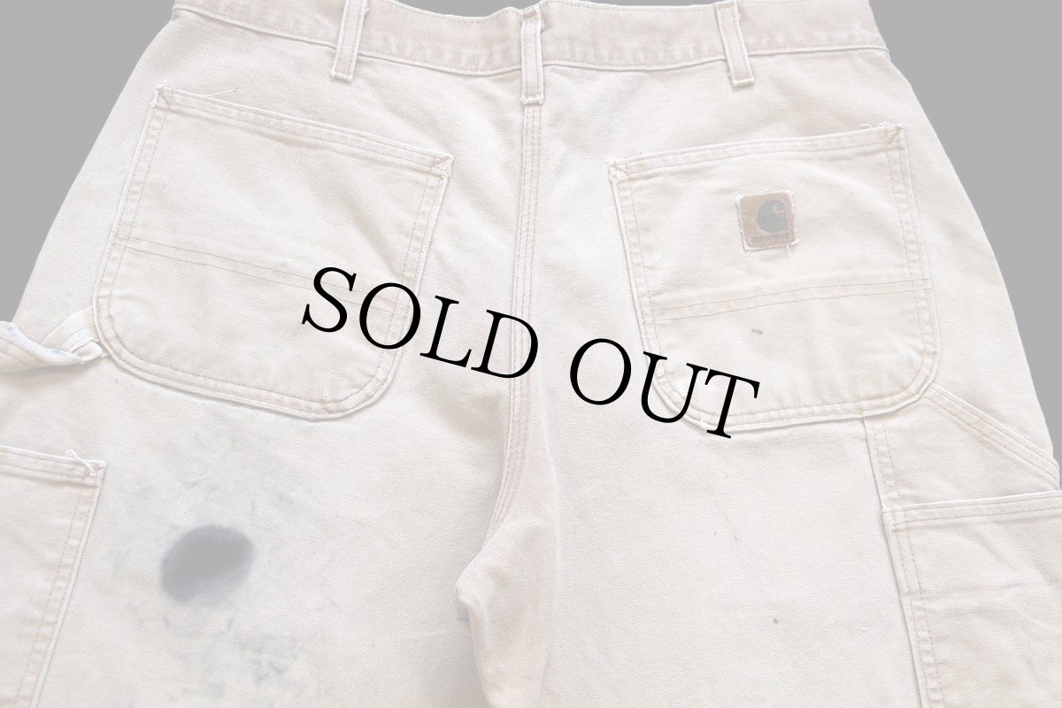 画像5: 00s USA製 carharttカーハート ペンキ飛び ダック地 ペインターパンツ ボロ 茶 フェード W34 L30 (5)